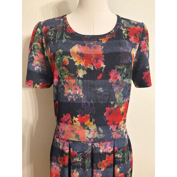 LULAROE Amelia Dress | A-Line Short Sleeve Mid Length Fall Floral Colors | XL - Picture 3 of 9